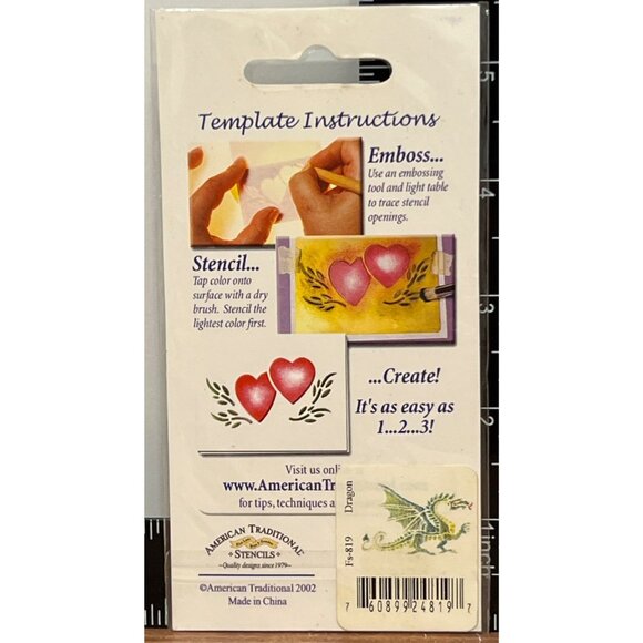 NEW 1983 Fs-819 Brass Dragon Embossing Stencil American Traditional Stencil - Picture 2 of 2